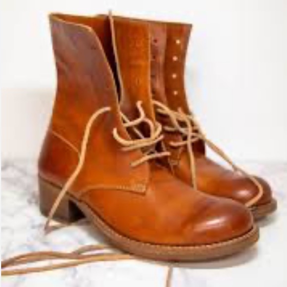 Anthropologie Shoes - Peter Nappi Brown Distressed Leather Ankle Boot  Made in Italy Size EU 38